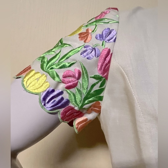 Vintage handmade 1960s 1970s floral embroidered maxi dress - Picture 3 of 8